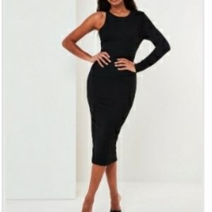 black one sleeve mini dress